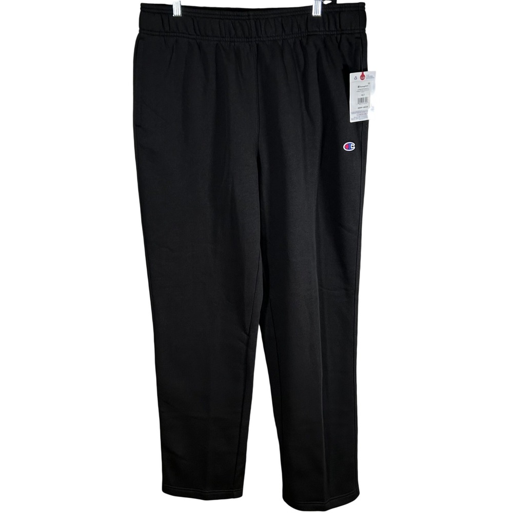 Champion Mens Powerblend Fleece Relaxed Bottom Pants Black Size XLT New Joggers